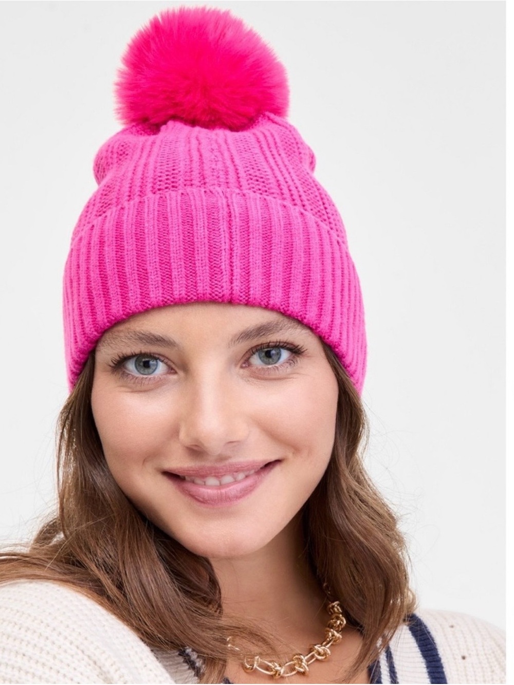 On 34th Boxed Rib-Knit Beanie Brght Pink